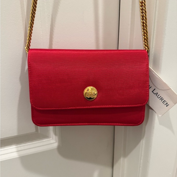 Ralph Lauren Handbags - NWT Vintage Red Ralph Lauren Purse with Removable Gold Chain Strap